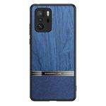 For Xiaomi Redmi Note 10 Pro Shang Rui Wood Grain Skin PU + TPU Shockproof Case(Blue)