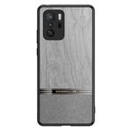 For Xiaomi Redmi Note 10 Pro Shang Rui Wood Grain Skin PU + TPU Shockproof Case(Grey)