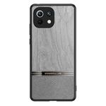 For Xiaomi Mi 11 Lite Shang Rui Wood Grain Skin PU + TPU Shockproof Case(Grey)