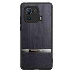 For Xiaomi Mi 11 Pro Shang Rui Wood Grain Skin PU + TPU Shockproof Case(Black)