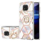 For Motorola Moto G Power (2021) Electroplating Splicing Marble Flower Pattern TPU Shockproof Case with Rhinestone Ring Holder(Imperial Crown)