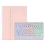 A0N5BS Ultra-thin Tri-color Backlight Detachable Lambskin Texture TPU Bluetooth Keyboard Leather Tablet Case with Holder For Xiaomi Pad 5 / 5 Pro(Pink)