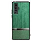 For vivo X50 Shang Rui Wood Grain Skin PU + TPU Shockproof Case(Green)