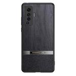 For vivo X50 Shang Rui Wood Grain Skin PU + TPU Shockproof Case(Black)