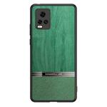 For vivo S7 5G Shang Rui Wood Grain Skin PU + TPU Shockproof Case(Green)