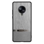 For vivo S6 5G Shang Rui Wood Grain Skin PU + TPU Shockproof Case(Grey)