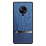 For vivo S6 5G Shang Rui Wood Grain Skin PU + TPU Shockproof Case(Blue)