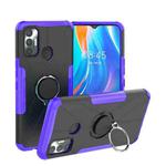 For Tecno Spark 7 Armor Bear Shockproof PC + TPU Protective Case with Ring Holder(Purple)