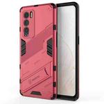 For OPPO Realme GT Explorer Master Punk Armor 2 in 1 PC + TPU Shockproof Case with Invisible Holder(Light Red)