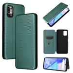 For UMIDIGI Power 5 Carbon Fiber Texture Horizontal Flip TPU + PC + PU Leather Case with Card Slot(Green)