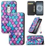 For Fujitsu Arrows BZ02/Be4 Plus/F-41B Colorful Magnetic Horizontal Flip PU Leather Case with Holder & Card Slot & Wallet(Purple Scales)