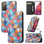 For Samsung Galaxy S20 FE Colorful Magnetic Horizontal Flip PU Leather Case with Holder & Card Slot & Wallet(Rhombus Mandala)