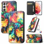 For Samsung Galaxy S21 FE Colorful Magnetic Horizontal Flip PU Leather Case with Holder & Card Slot & Wallet(Colorful Cloud)