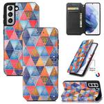 For Samsung Galaxy S21+ 5G Colorful Magnetic Horizontal Flip PU Leather Case with Holder & Card Slot & Wallet(Rhombus Mandala)