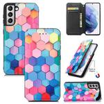 For Samsung Galaxy S21+ 5G Colorful Magnetic Horizontal Flip PU Leather Case with Holder & Card Slot & Wallet(Colorful Cube)