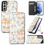 For Samsung Galaxy S21 5G Colorful Magnetic Horizontal Flip PU Leather Case with Holder & Card Slot & Wallet(Rhombus)