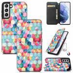 For Samsung Galaxy S21 5G Colorful Magnetic Horizontal Flip PU Leather Case with Holder & Card Slot & Wallet(Magic Space)