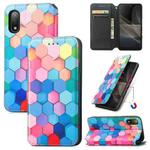 For Sony Xperia Ace II Colorful Magnetic Horizontal Flip PU Leather Case with Holder & Card Slot & Wallet(Colorful Cube)