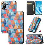 For Xiaomi Mi 11 Lite Colorful Magnetic Horizontal Flip PU Leather Case with Holder & Card Slot & Wallet(Rhombus Mandala)