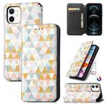 For iPhone 12 mini Colorful Magnetic Horizontal Flip PU Leather Case with Holder & Card Slot & Wallet (Rhombus)
