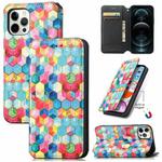 For iPhone 12 Pro Max Colorful Magnetic Horizontal Flip PU Leather Case with Holder & Card Slot & Wallet(Magic Space)