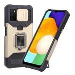 For Samsung Galaxy A03s 166.5mm EU/A02s 166.5mm US Sliding Camera Cover Design PC + TPU Shockproof Case with Ring Holder & Card Slot(Gold)