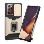 For Samsung Galaxy Note20 Ultra Sliding Camera Cover Design PC + TPU Shockproof Case with Ring Holder & Card Slot(Gold)