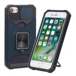 For iPhone SE 2022 / SE 2020 / 8 / 7 / 6s / 6 Sliding Camera Cover Design PC + TPU Shockproof Case with Ring Holder & Card Slot (Blue)