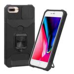 Sliding Camera Cover Design PC + TPU Shockproof Case with Ring Holder & Card Slot For iPhone 8 Plus / 7 Plus / 6s Plus / 6 Plus(Black)