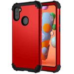 For Samsung Galaxy A11 3 in 1 Shockproof PC + Silicone Protective Case(Red + Black)