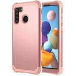 For Samsung Galaxy A21 3 in 1 Shockproof PC + Silicone Protective Case(Rose Gold)