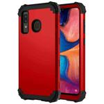 For Samsung Galaxy A20 / A30 / A50 3 in 1 Shockproof PC + Silicone Protective Case(Red + Black)