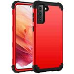 For Samsung Galaxy S21 5G 3 in 1 Shockproof PC + Silicone Protective Case(Red + Black)