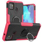 Machine Armor Bear Shockproof PC + TPU Protective Case with Ring Holder For Tecno Pop 5(Rose Red)
