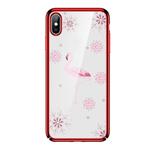 For iPhone X / XS SULADA 3D Laser Engraving PC Plating Diamond Protective Case(Red)