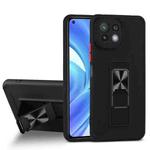 For Xiaomi Mi 11 Lite Dual-color Skin Feel TPU + PC Magnetic Shockproof Case with Invisible Holder(Black)
