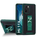 For Xiaomi Mi 11X Dual-color Skin Feel TPU + PC Magnetic Shockproof Case with Invisible Holder(Dark Green)