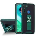 For Motorola Moto G8 Dual-color Skin Feel TPU + PC Magnetic Shockproof Case with Invisible Holder(Dark Green)