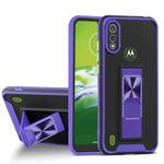 For Motorola Moto E6s (2020) Dual-color Skin Feel TPU + PC Magnetic Shockproof Case with Invisible Holder(Purple)