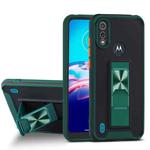 For Motorola Moto E6s (2020) Dual-color Skin Feel TPU + PC Magnetic Shockproof Case with Invisible Holder(Dark Green)