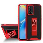 For OPPO A74 4G Dual-color Skin Feel TPU + PC Magnetic Shockproof Case with Invisible Holder(Red)