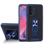 For OPPO A74 5G Dual-color Skin Feel TPU + PC Magnetic Shockproof Case with Invisible Holder(Blue)