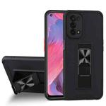 For OPPO A74 5G Dual-color Skin Feel TPU + PC Magnetic Shockproof Case with Invisible Holder(Black)