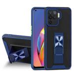 For OPPO A94 Dual-color Skin Feel TPU + PC Magnetic Shockproof Case with Invisible Holder(Blue)