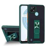 For OPPO Realme C21 Dual-color Skin Feel TPU + PC Magnetic Shockproof Case with Invisible Holder(Dark Green)