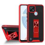 For OPPO Realme C21 Dual-color Skin Feel TPU + PC Magnetic Shockproof Case with Invisible Holder(Red)