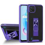 For OPPO Realme C20 Dual-color Skin Feel TPU + PC Magnetic Shockproof Case with Invisible Holder(Purple)