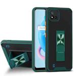 For OPPO Realme C20 Dual-color Skin Feel TPU + PC Magnetic Shockproof Case with Invisible Holder(Dark Green)
