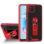 For OPPO Realme C20 Dual-color Skin Feel TPU + PC Magnetic Shockproof Case with Invisible Holder(Red)
