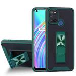 For OPPO Realme C17 Dual-color Skin Feel TPU + PC Magnetic Shockproof Case with Invisible Holder(Dark Green)